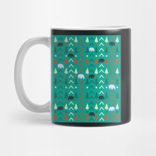 Winter bear pattern in green Mug